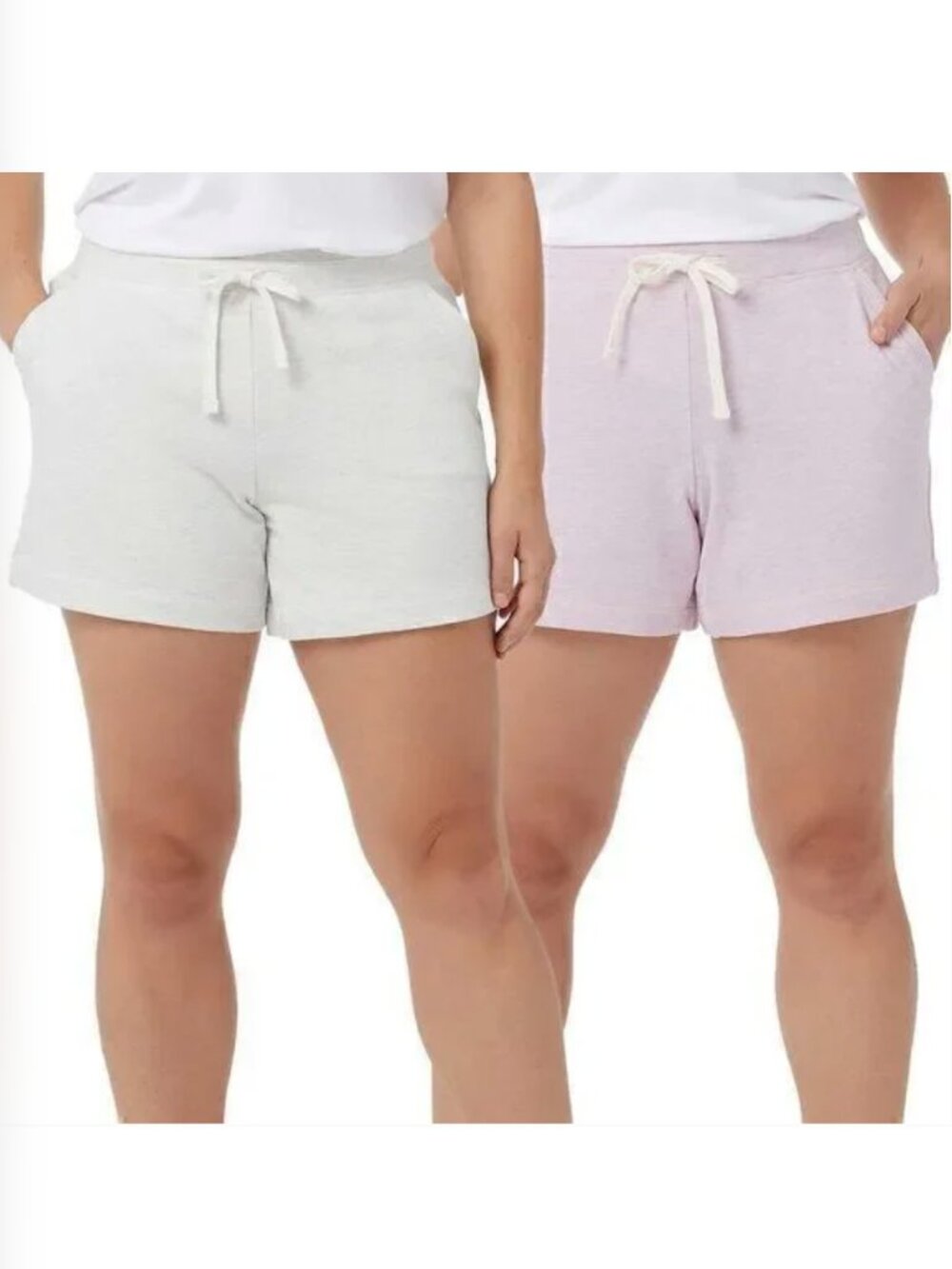 32 DEGREES Cool Women's 2-Pack Pull on Shorts Heather White/Smokey Grape XS